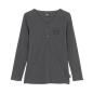 Preview: WOMENS EST. 1901 BLOCK LOGO HENLEY LONG SLEEVE T-SHIRT - GRAY