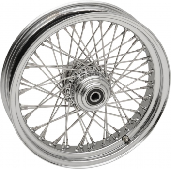 16" x 3.5" Front Wheel Assembly - 50-Spoke - Laced - Chrome - Scout
