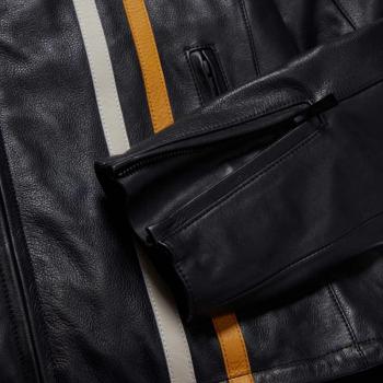 MENS CAFE LEATHER JACKET - BLACK