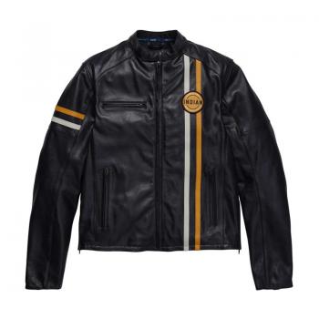MENS CAFE LEATHER JACKET - BLACK