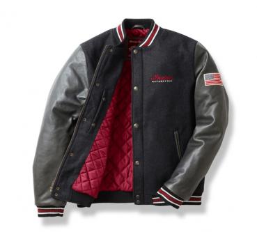 MENS VARSITY BOMBER JACKET - BLACK