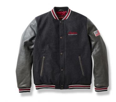 MENS VARSITY BOMBER JACKET - BLACK