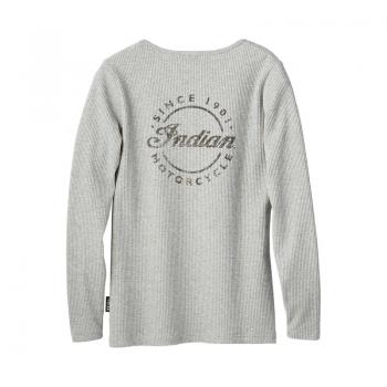 Preview: WOMENS LONG SLEEVE RIBBED HENLEY T-SHIRT - GRAY