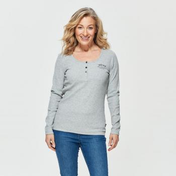 Preview: WOMENS LONG SLEEVE RIBBED HENLEY T-SHIRT - GRAY