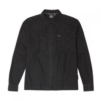 MENS BLACK DENIM SHIRT - WASHED BLACK