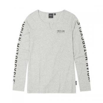 WOMENS SLEEVE PRINT LONG SLEEVE TEE - GRAY