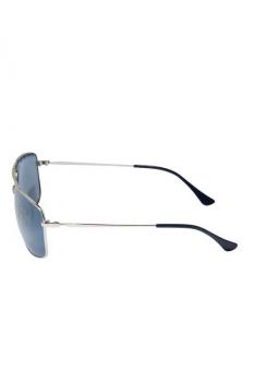 AVIATOR SUNGLASSES WITH BLUE LENS - SILVER