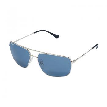 AVIATOR SUNGLASSES WITH BLUE LENS - SILVER