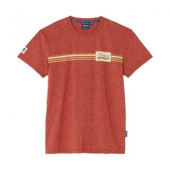 MENS STRIPE PATCH PRINT T-SHIRT - RED