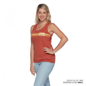 WOMENS STRIPE PATCH PRINT TANK - RED