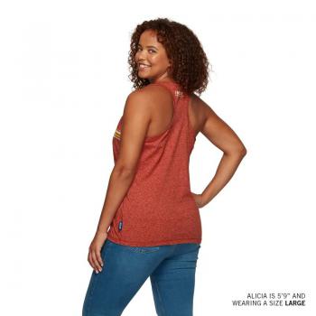 WOMENS STRIPE PATCH PRINT TANK - RED