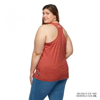 WOMENS STRIPE PATCH PRINT TANK - RED