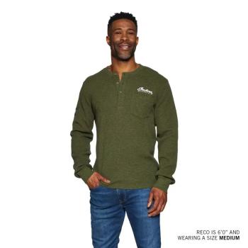 Preview: MENS WAFFLE HENLEY POCKET LONGSLEEVE T-SHIRT - GREEN