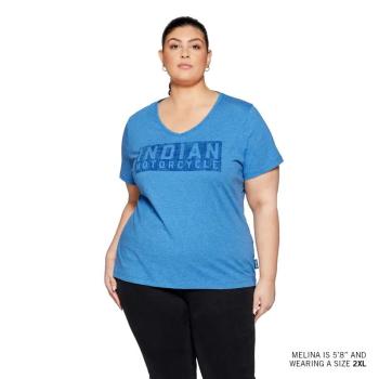 WOMENS STAMP BLOCK LOGO T-SHIRT - BLUE