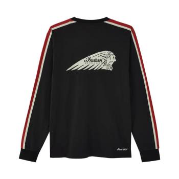 Preview: MENS STRIPED SLEEVES HEADDRESS LONG SLEEVE T-SHIRT - BLACK