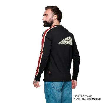 Preview: MENS STRIPED SLEEVES HEADDRESS LONG SLEEVE T-SHIRT - BLACK