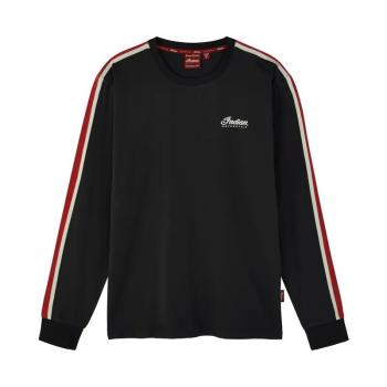 MENS STRIPED SLEEVES HEADDRESS LONG SLEEVE T-SHIRT - BLACK