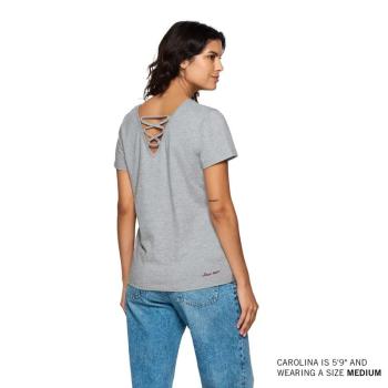 Preview: WOMENS DISTRESSED HEADDRESS TIE BACK MARL T-SHIRT - GRAY