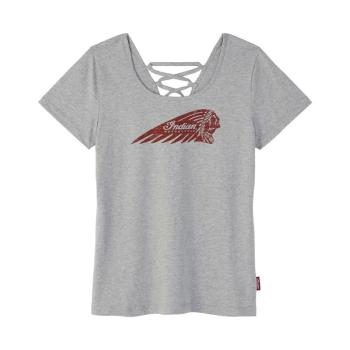 WOMENS DISTRESSED HEADDRESS TIE BACK MARL T-SHIRT - GRAY