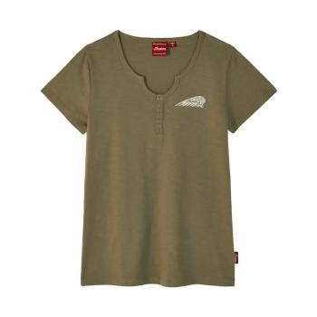 WOMENS SPIRIT LAKE IA HENLEY T-SHIRT - GREEN