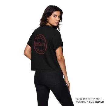 Preview: WOMENS CIRCLE BLOCK CROPPED T-SHIRT - BLACK