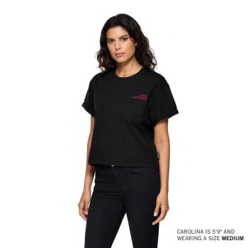 Preview: WOMENS CIRCLE BLOCK CROPPED T-SHIRT - BLACK