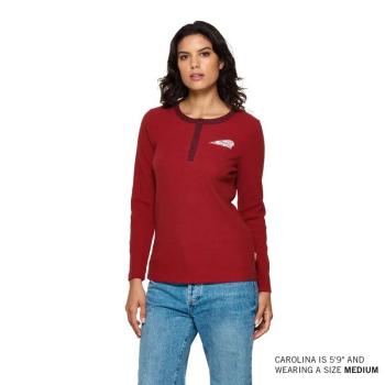 Preview: WOMNS SCRIPT ICON HENLEY LONG SLEEVE T-SHIRT - RED