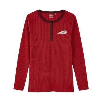 WOMNS SCRIPT ICON HENLEY LONG SLEEVE T-SHIRT - RED