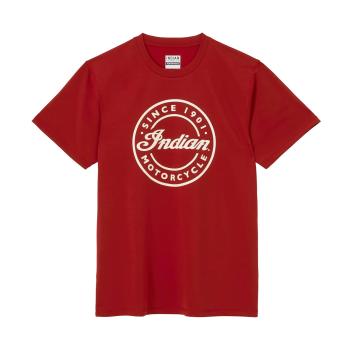 MENS CIRCLE SCRIPT INDIAN MOTORCYCLE T-SHIRT - RED