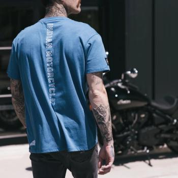 Preview: MENS VERTICAL LOGO PRINTED T-SHIRT - BLUE Preview: MENS VERTICAL LOGO PRINTED T-SHIRT - BLUE