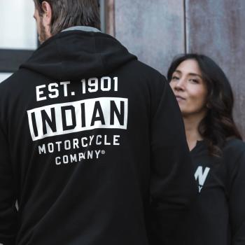 Preview: MENS EST 1901 INDIAN MOTORCYCLE HOODIE - BLACK