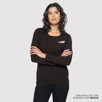 Preview: WOMENS CIRCLE BLOCK LOGO HENLEY LONG SLEEVE - BLACK Preview: WOMENS CIRCLE BLOCK LOGO HENLEY LONG SLEEVE - BLACK