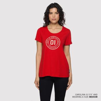 Preview: WOMENS STAMP CIRCLE LOGO T-SHIRT - RED Preview: WOMENS STAMP CIRCLE LOGO T-SHIRT - RED