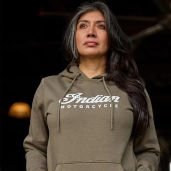 Preview: WOMENS ESSENTIAL SCRIPT LOGO HOODIE - GREEN