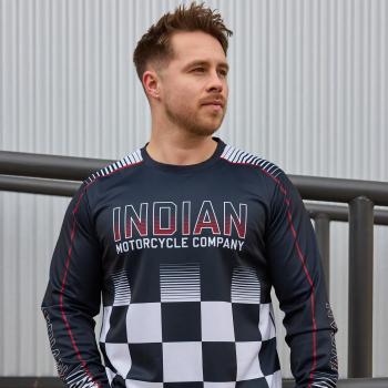 Preview: MENS CHECKERED RACING LS T-SHIRT - NAVY