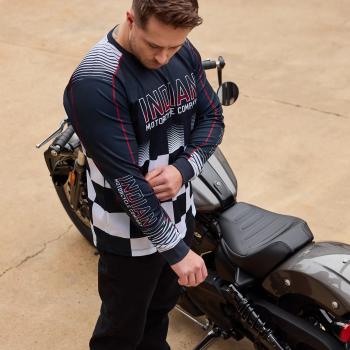 Preview: MENS CHECKERED RACING LS T-SHIRT - NAVY