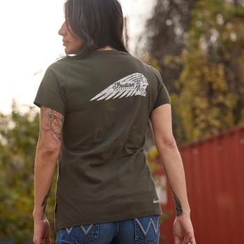 Preview: WOMENS V-NECK HEADDRESS TEE - GREEN