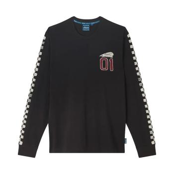 MENS CHECKERED GRAPHIC LONG SLEEVE T-SHIRT - BLACK