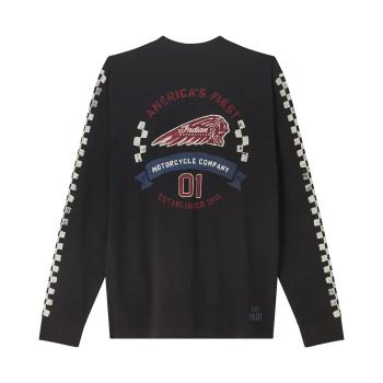 Preview: MENS CHECKERED GRAPHIC LONG SLEEVE T-SHIRT - BLACK