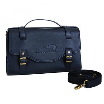 WOMENS LEATHER CROSS-BODY MESSENGER BAG - BLACK