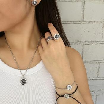 Preview: Roundel Script Silver & Bling Necklace