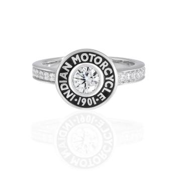 Womens Rivet & White Stone Ring