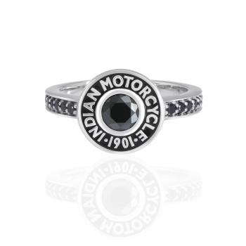 Womens Rivet & Black Stone Ring