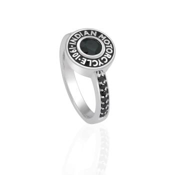 Preview: Womens Rivet & Black Stone Ring