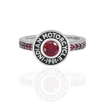 Womens Rivet & Red Stone Ring