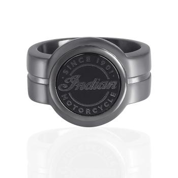 Mens Midnight Indian Motorcycle Script Ring