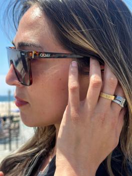 Preview: Womens High Gear Black and Gold Stacking Ring Set