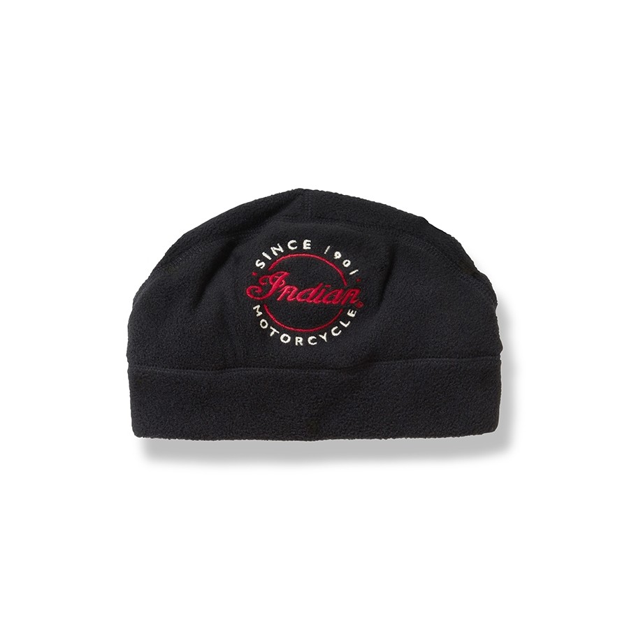 T-Shirt UK Indian Motorcycle Fleece Beanie Hat - Black Winter