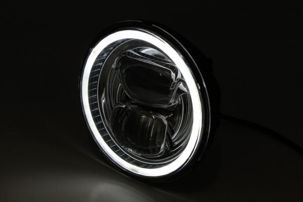 LED Hauptscheinwerfereinsatz Typ 7 - 5.75", Standlichtring - Chrom