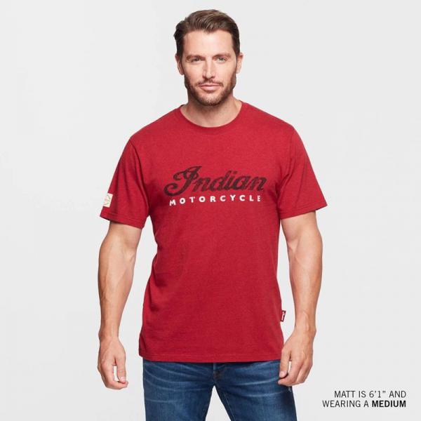 MENS RED MARL SCRIPT LOGO TEE - RED